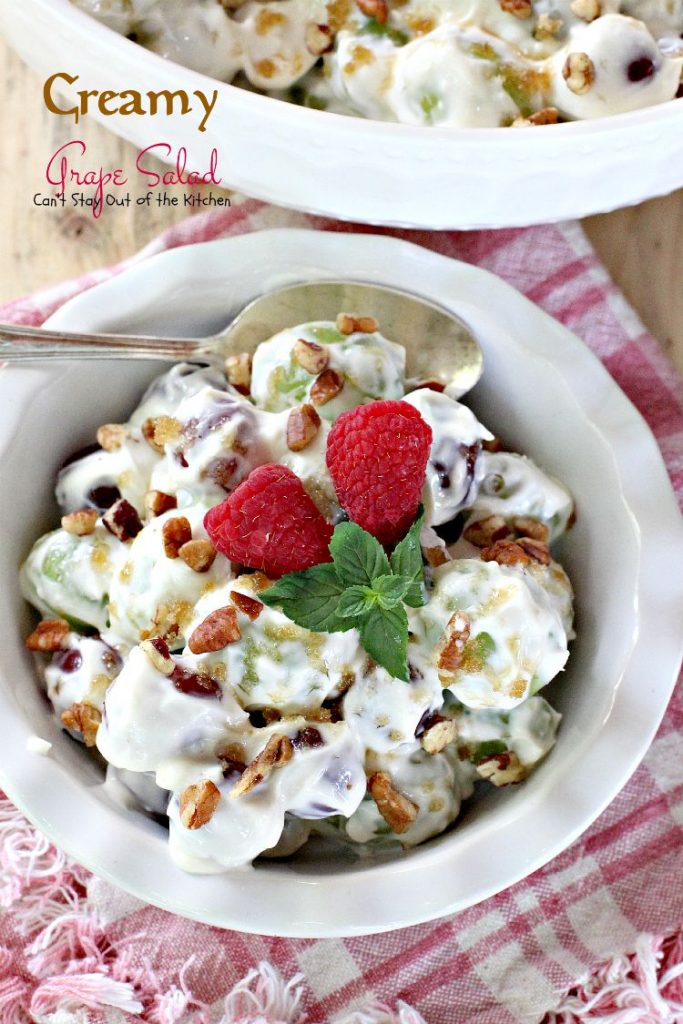 Creamy Grape Salad | Can't Stay Out of the Kitchen | this fabulous #fruit #salad is great for #holidays, picnics or company. Quick and easy. #glutenfree #grapes