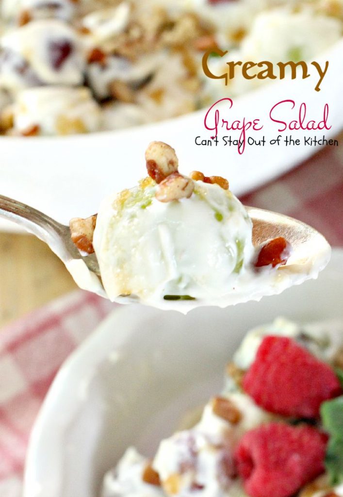 Creamy Grape Salad | Can't Stay Out of the Kitchen | this fabulous #fruit #salad is great for #holidays, picnics or company. Quick and easy. #glutenfree #grapes