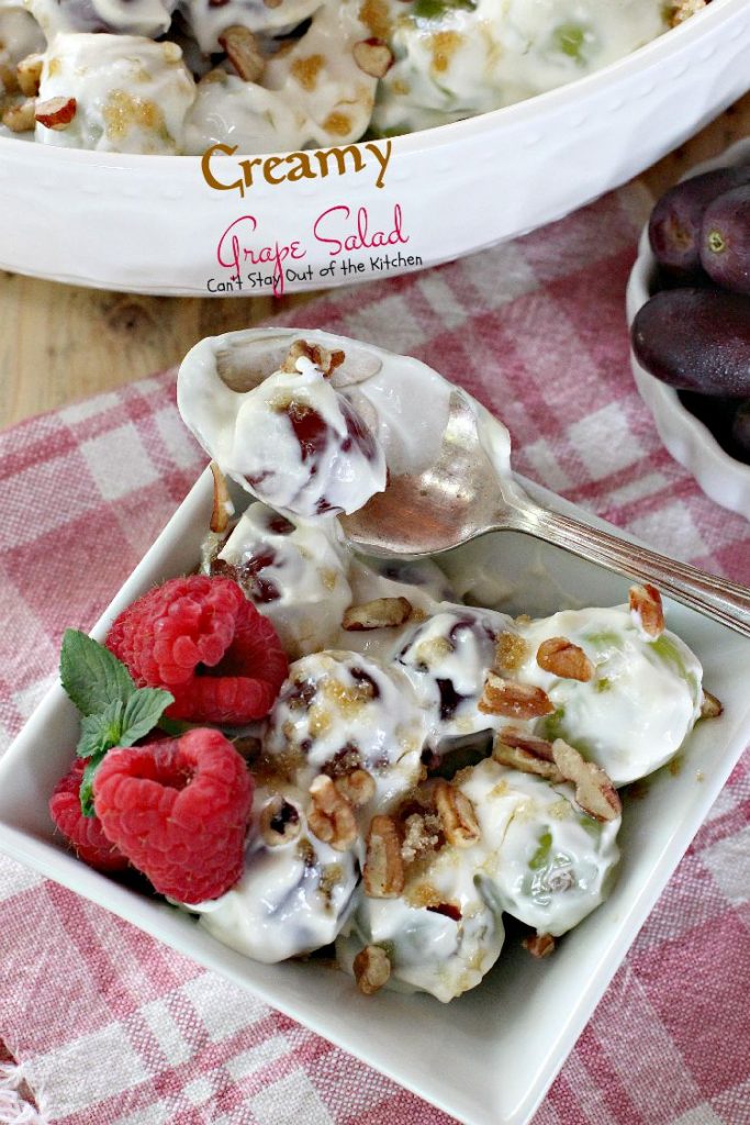 Creamy Grape Salad | Can't Stay Out of the Kitchen | this fabulous #fruit #salad is great for #holidays, picnics or company. Quick and easy. #glutenfree #grapes