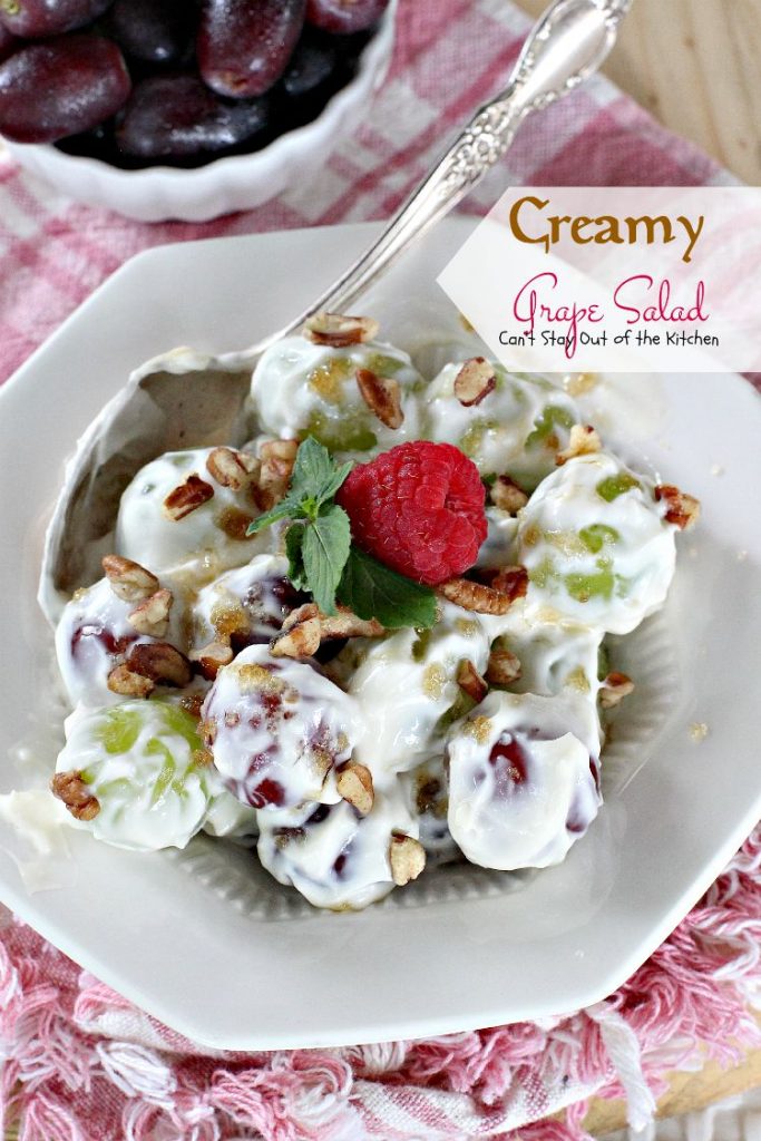 Creamy Grape Salad | Can't Stay Out of the Kitchen | this fabulous #fruit #salad is great for #holidays, picnics or company. Quick and easy. #glutenfree #grapes