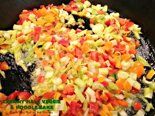 Creamy Ham, Veggie and Noodle Bake | Can't Stay Out of the Kitchen | this cheesy #ham entree has been a family favorite for years. It's filled with lots of #veggies & #pasta. Truly one of our favorite comfort foods. Great way to use up leftover ham from the #holidays too. #HamCasserole #noodles #casserole