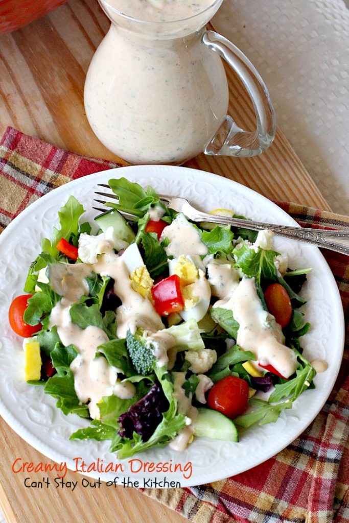 Creamy Italian Dressing | Can't Stay Out of the Kitchen | this is one of the BEST #saladdressings I've ever eaten. It is absolutely delicious, and so quick and easy to make. #salad #glutenfree