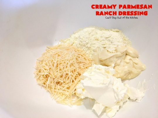 Creamy Parmesan Ranch Dressing | Can't Stay Out of the Kitchen | this is the best homemade #Ranch dressing ever! #Parmesan cheese makes it heavenly. #saladdressing #glutenfree