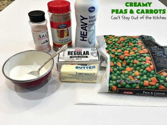Creamy Peas and Carrots | Can't Stay Out of the Kitchen | this quick & easy #recipe can be ready to serve in 10 minutes! It's mouthwatering & sumptuous. It's also wonderful for weeknight meals when you're in a hurry. Great for #holiday dinners like #Thanksgiving or #Christmas too. #Peas #carrots #GlutenFree #CreamyPeasAndCarrots #HolidaySideDish #GlutenFreeSideDish #CreamCheese