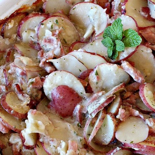 Creamy Scalloped Potatoes and Ham | Can't Stay Out of the Kitchen | this easy & delicious #casserole is a terrific way to use up leftover #ham from the #holidays. The ingredients are layered. You don't have to pre-make the sauce. This family favorite #recipe is wonderful comfort food especially in cold, winter months. #potatoes #pork #HamandScallopedPotatoes #ScallopedPotatoes