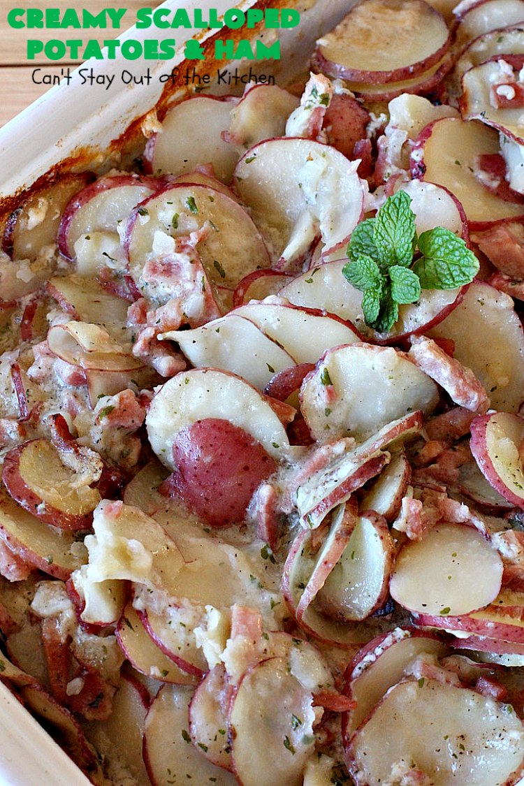 Creamy Scalloped Potatoes and Ham | Can't Stay Out of the Kitchen | this easy & delicious #casserole is a terrific way to use up leftover #ham from the #holidays. The ingredients are layered. You don't have to pre-make the sauce. This family favorite #recipe is wonderful comfort food especially in cold, winter months. #potatoes #pork #HamandScallopedPotatoes #ScallopedPotatoes