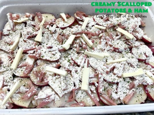 Creamy Scalloped Potatoes and Ham | Can't Stay Out of the Kitchen | this easy & delicious #casserole is a terrific way to use up leftover #ham from the #holidays. The ingredients are layered. You don't have to pre-make the sauce. This family favorite #recipe is wonderful comfort food especially in cold, winter months. #potatoes #pork #HamandScallopedPotatoes #ScallopedPotatoes