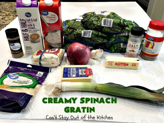 Creamy Spinach Gratin | Can't Stay Out of the Kitchen | Fantastic & mouthwatering #Spinach #casserole with #Parmesan & #GruyereCheese. My favorite #SpinachSideDish for company or #holiday meals. #GlutenFree #CreamySpinachGratin