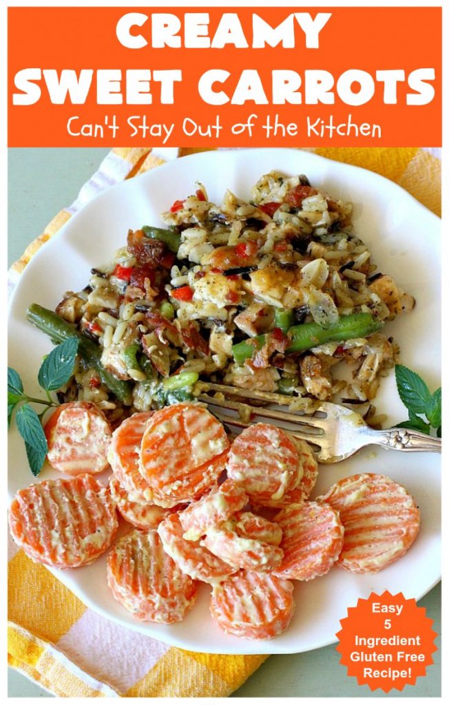 Creamy Sweet Carrots | Can't Stay Out of the Kitchen | easy 5-ingredient #recipe that can be whipped up in 10 minutes! Great for weeknight, company or #holiday dinners. #GlutenFree #Carrots #CreamCheese #CreamySweetCarrots