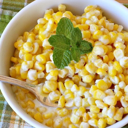 Creamy Sweet Corn | Can't Stay Out of the Kitchen | This fantastic #corn dish takes 10 minutes to make & is one of the best you'll ever eat. Tastes a lot like #RudysBBQ #creamedcorn. Everyone raves over this #sweetcorn dish. #glutenfree #SideDish #vegetable #CreamCheese