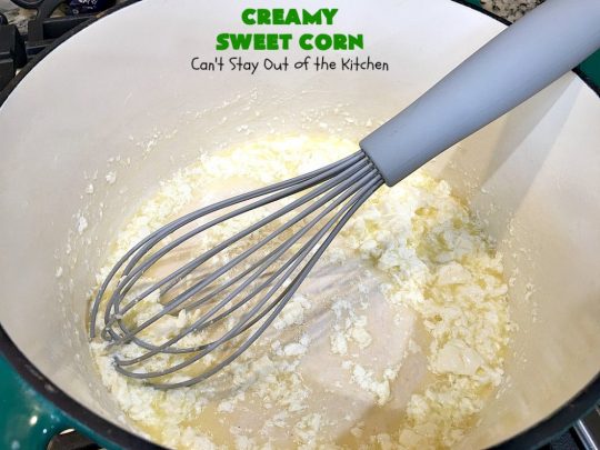 Creamy Sweet Corn | Can't Stay Out of the Kitchen | This fantastic #corn dish takes 10 minutes to make & is one of the best you'll ever eat. Tastes a lot like #RudysBBQ #creamedcorn. Everyone raves over this #sweetcorn dish. #glutenfree #SideDish #vegetable #CreamCheese