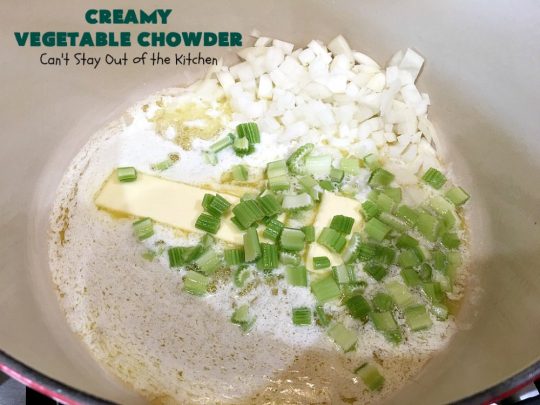 Creamy Vegetable Chowder | Can't Stay Out of the Kitchen | this thick and delicious #chowder is hearty, satisfying and so filling on cold, winter nights. Great comfort food meal. Also wonderful served in bread bowls. #corn #cheese #carrots #asparagus #GreenBeans #soup #CreamyVegetableChowder