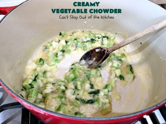 Creamy Vegetable Chowder | Can't Stay Out of the Kitchen | this thick and delicious #chowder is hearty, satisfying and so filling on cold, winter nights. Great comfort food meal. Also wonderful served in bread bowls. #corn #cheese #carrots #asparagus #GreenBeans #soup #CreamyVegetableChowder