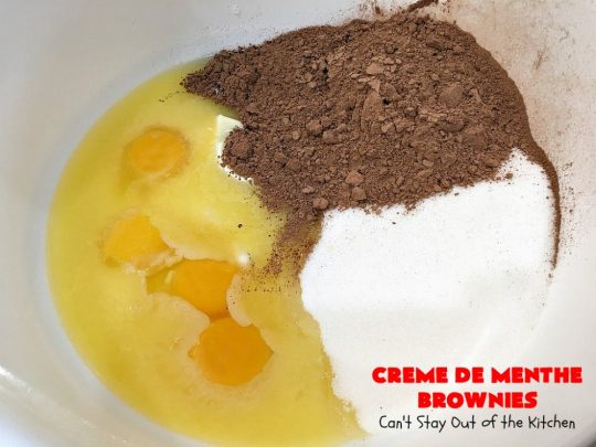 Creme De Menthe Brownies | Can't Stay Out of the Kitchen | these amazing #brownies include #chocolate & #CremeDeMenthe baking chips. They're topped with a luscious #fudge frosting. Perfect for #holiday #baking, #tailgating parties or a #ChristmasCookieExchange. #dessert #ChocolateDessert #HolidayDessert #cookie #CremeDeMentheBrownies