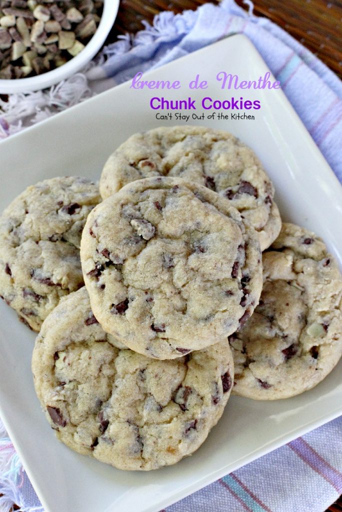 Creme de Menthe Chunk Cookies | Can't Stay Out of the Kitchen | spectacular #cookies made with #Andes #CremedeMenthe baking chips. #dessert #chocolate