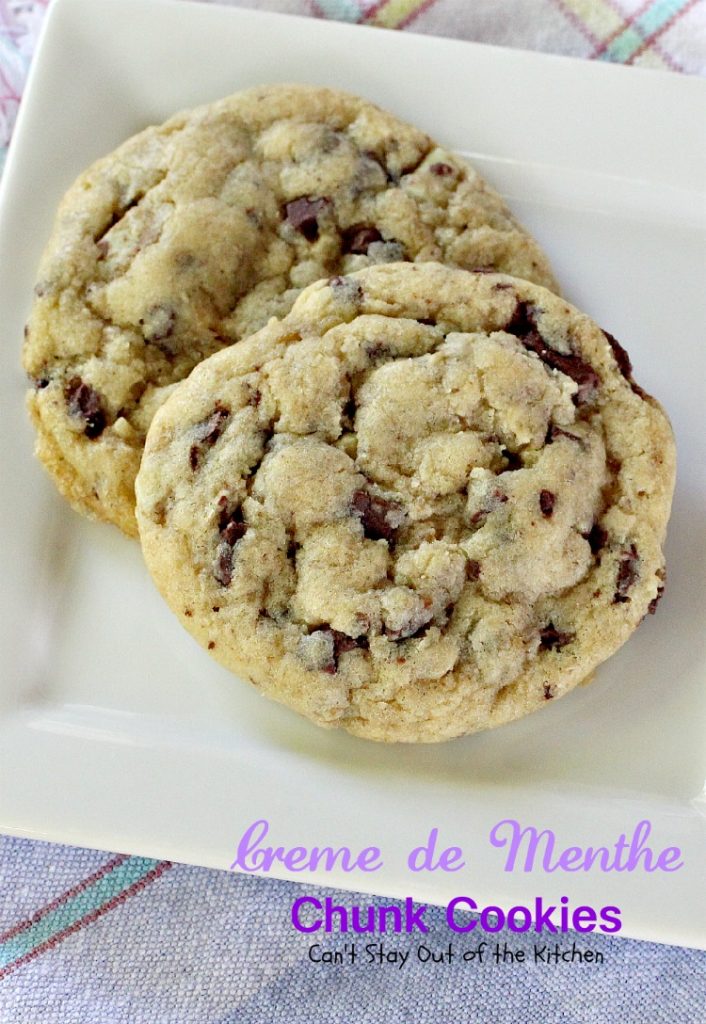 Creme de Menthe Chunk Cookies | Can't Stay Out of the Kitchen | spectacular #cookies made with #Andes #CremedeMenthe baking chips. #dessert #chocolate