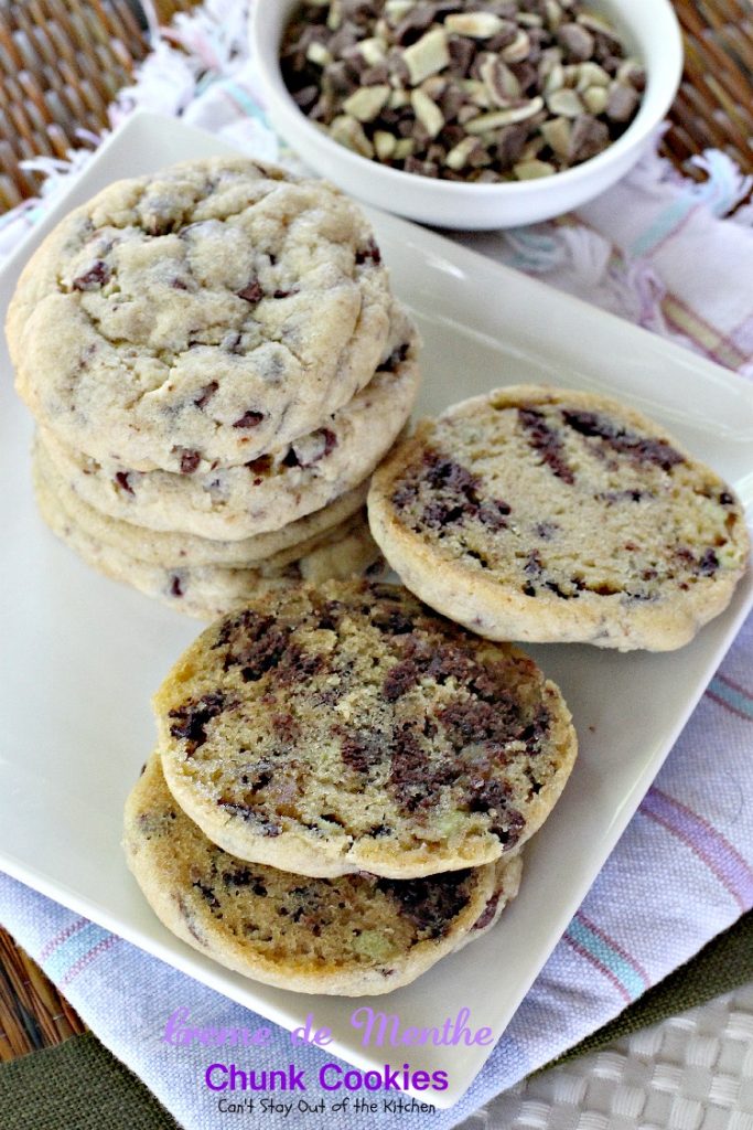 Creme de Menthe Chunk Cookies | Can't Stay Out of the Kitchen | spectacular #cookies made with #Andes #CremedeMenthe baking chips. #dessert #chocolate