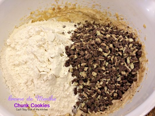 Creme de Menthe Chunk Cookies | Can't Stay Out of the Kitchen | spectacular #cookies made with #Andes #CremedeMenthe baking chips. #dessert #chocolate