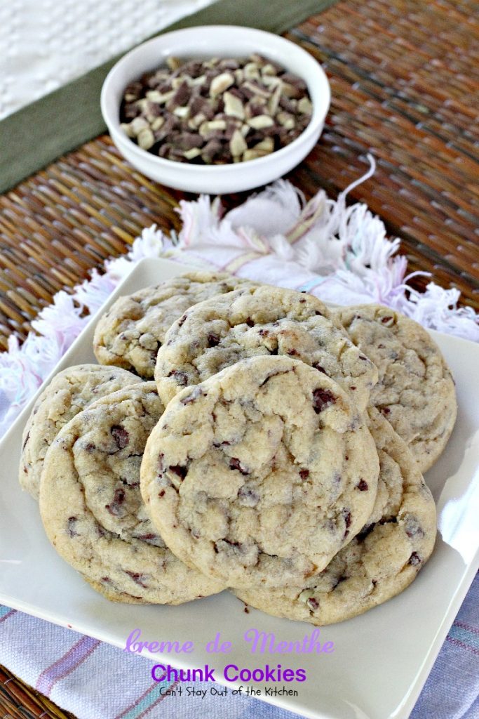 Creme de Menthe Chunk Cookies | Can't Stay Out of the Kitchen | spectacular #cookies made with #Andes #CremedeMenthe baking chips. #dessert #chocolate