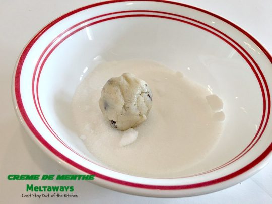 Creme de Menthe Meltaways | Can't Stay Out of the Kitchen | these fabulous melt-in-your-mouth #cookies use #Andes #cremedementhe baking chips. Awesome for #holidays or #StPatricksDay. #dessert #chocolate