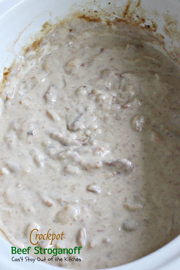 Crockpot Beef Stroganoff | Can't Stay Out of the Kitchen | the BEST and easiest #beef #stroganoff recipe ever! We make this entree all the time served over #noodles. #slowcooker