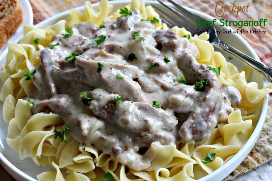 Crockpot Beef Stroganoff | Can't Stay Out of the Kitchen | the BEST and easiest #beef #stroganoff recipe ever! We make this entree all the time served over #noodles. #slowcooker
