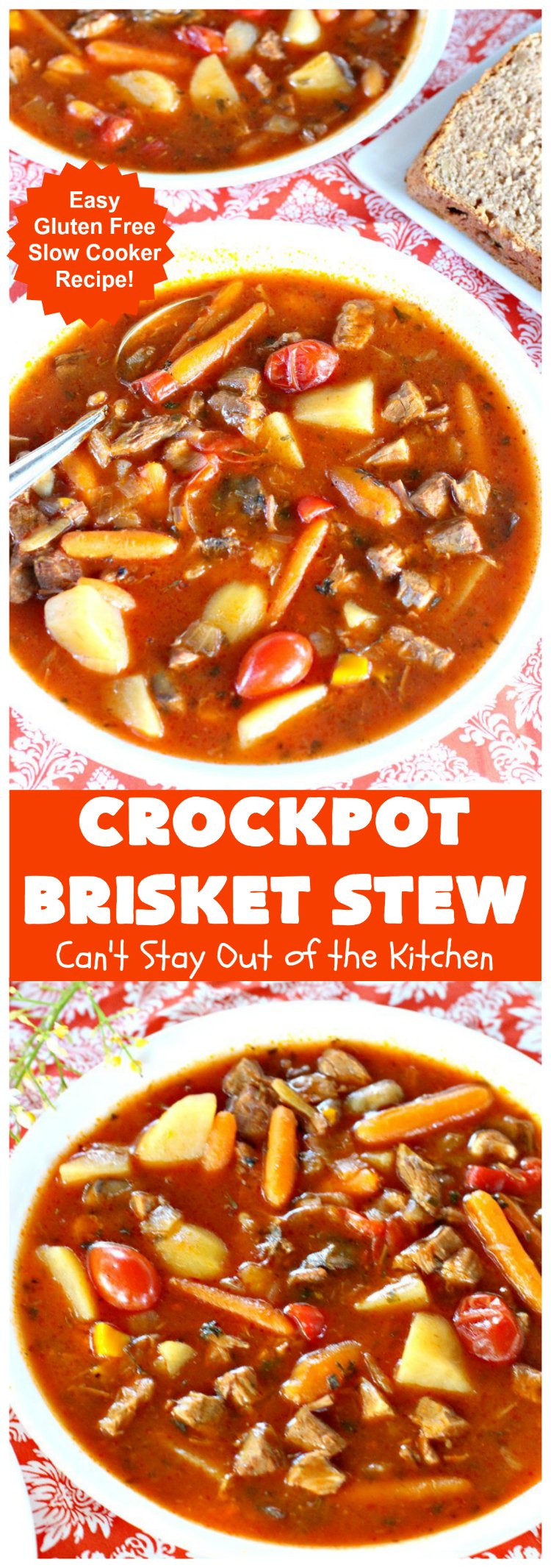 Crockpot Brisket Stew | Can't Stay Out of the Kitchen | This #recipe is so easy since everything is tossed into the #crockpot. It's an excellent way to use leftover #brisket. #SlowCooker #stew #CrockpotBrisketStew #GlutenFree
