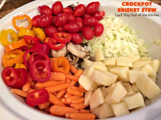 Crockpot Brisket Stew | Can't Stay Out of the Kitchen | This #recipe is so easy since everything is tossed into the #crockpot. It's an excellent way to use leftover #brisket. #SlowCooker #stew #CrockpotBrisketStew #GlutenFree