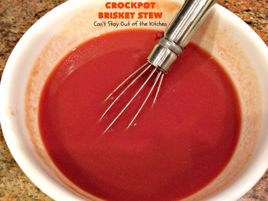 Crockpot Brisket Stew | Can't Stay Out of the Kitchen | This #recipe is so easy since everything is tossed into the #crockpot. It's an excellent way to use leftover #brisket. #SlowCooker #stew #CrockpotBrisketStew #GlutenFree