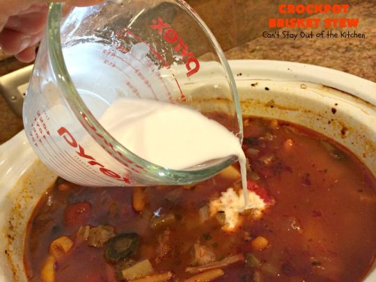 Crockpot Brisket Stew | Can't Stay Out of the Kitchen | This #recipe is so easy since everything is tossed into the #crockpot. It's an excellent way to use leftover #brisket. #SlowCooker #stew #CrockpotBrisketStew #GlutenFree