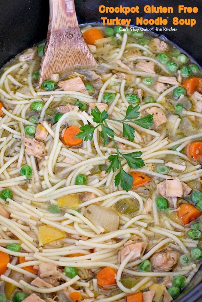 Crockpot Gluten Free Turkey Noodle Soup | Can't Stay Out of the Kitchen | this #soup turned out fantastic. Used leftover #turkey & broth & made it in the #crockpot. #glutenfree