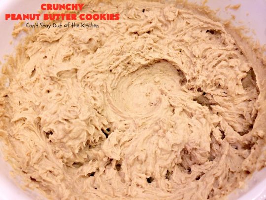 Crunchy Peanut Butter Cookies | Can't Stay Out of the Kitchen | these luscious whopper-sized #PeanutButterCookies are fantastic. Every bite will knock your socks off. Plus they're easy to make & turn out perfectly each time. #tailgating #cookies #PeanutButter #dessert #PeanutButterDessert #CrunchyPeanutButterCookies