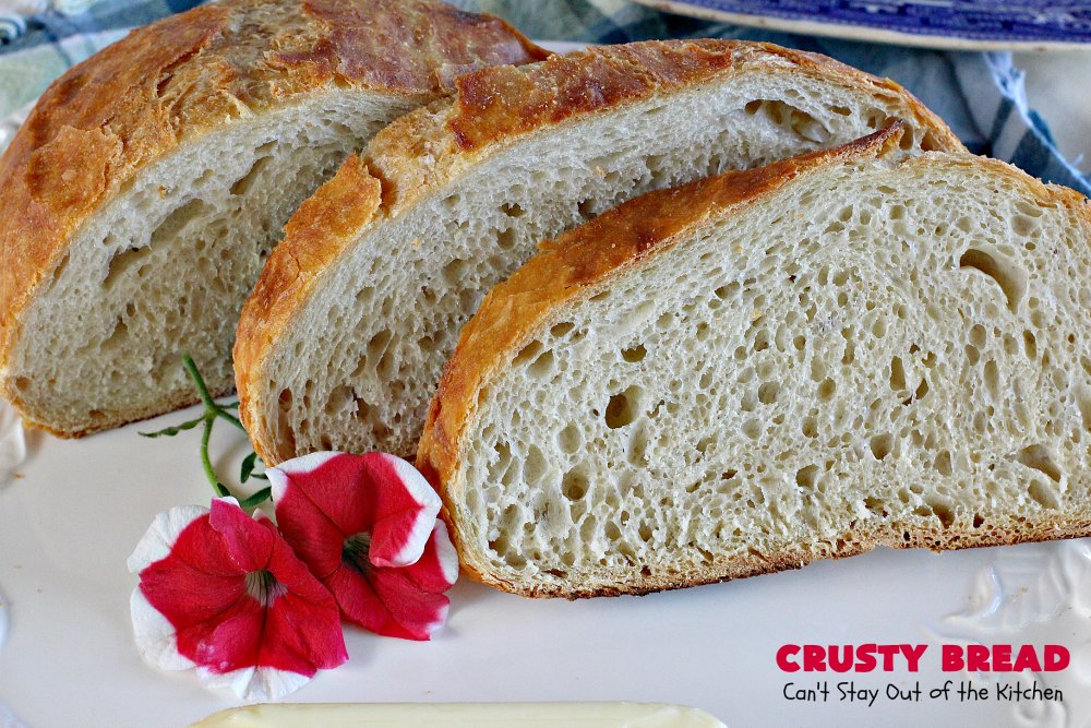 Crusty Bread | Can't Stay Out of the Kitchen | this easy "No-Knead" #bread is fantastic. It uses only 4 ingredients so it's incredibly inexpensive. Terrific Artisan type bread for any dinner meal. #vegan #CrustyBread #NoKneadBread #VeganBread #ArtisanBread
