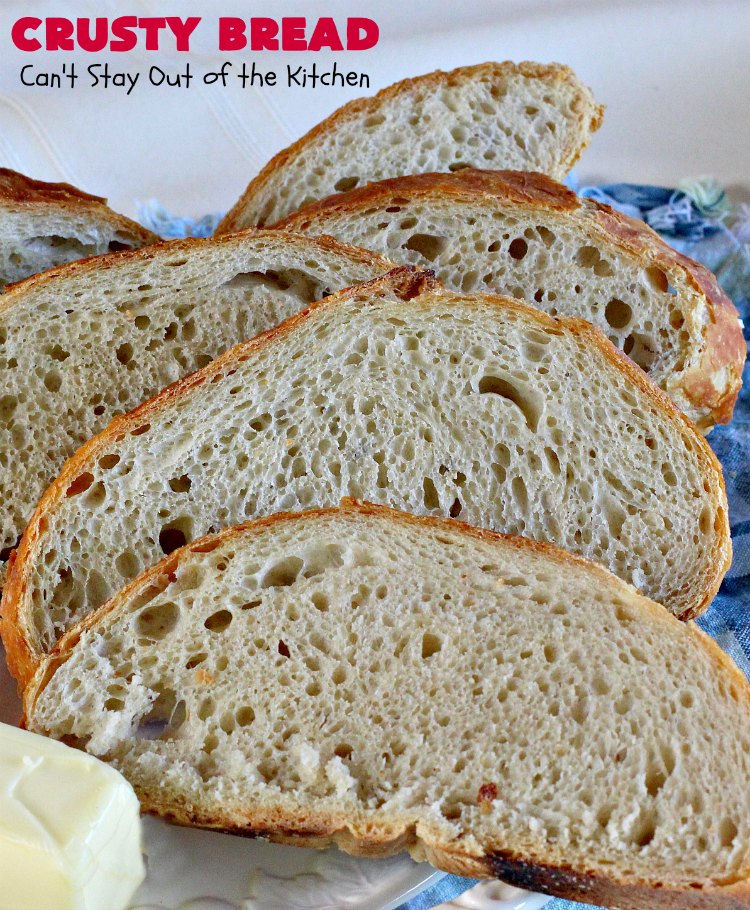 Crusty Bread | Can't Stay Out of the Kitchen | this easy "No-Knead" #bread is fantastic. It uses only 4 ingredients so it's incredibly inexpensive. Terrific Artisan type bread for any dinner meal. #vegan #CrustyBread #NoKneadBread #VeganBread #ArtisanBread