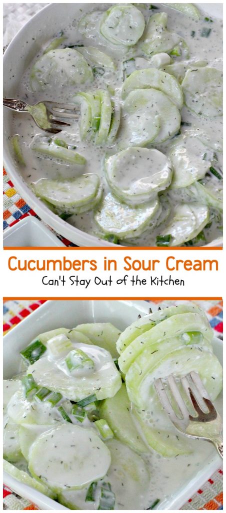 Cucumbers in Sour Cream | Can't Stay Out of the Kitchen | quick and easy #salad that's great for any summer fare or holiday barbecues. #glutenfree #cucumbers