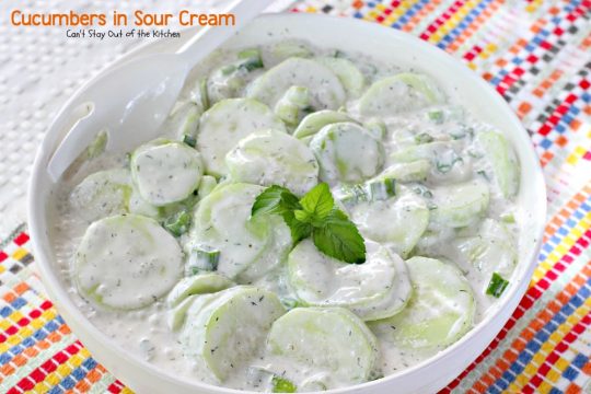 Cucumbers in Sour Cream | Can't Stay Out of the Kitchen | quick and easy #salad that's great for any summer fare or holiday barbecues. #glutenfree #cucumbers