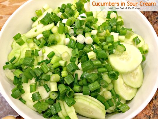 Cucumbers in Sour Cream | Can't Stay Out of the Kitchen | quick and easy #salad that's great for any summer fare or holiday barbecues. #glutenfree #cucumbers
