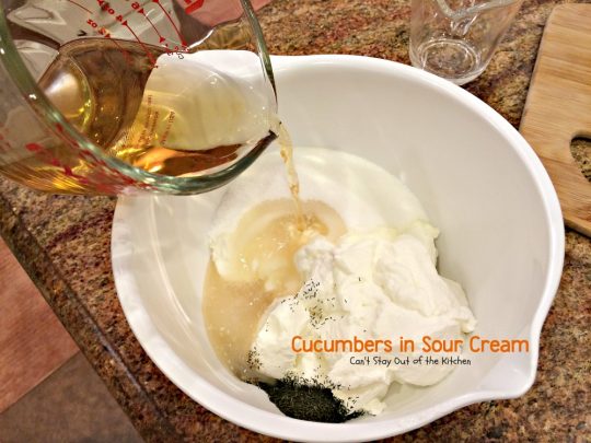 Cucumbers in Sour Cream | Can't Stay Out of the Kitchen | quick and easy #salad that's great for any summer fare or holiday barbecues. #glutenfree #cucumbers