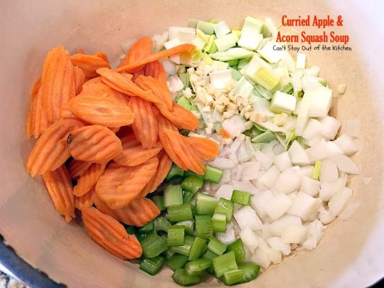 Curried Apple and Acorn Squash Soup | Can't Stay Out of the Kitchen | this mildly hot & spicy #soup is so delicious. #Apples & #acornsquash make it an incredibly tasty comfort food.