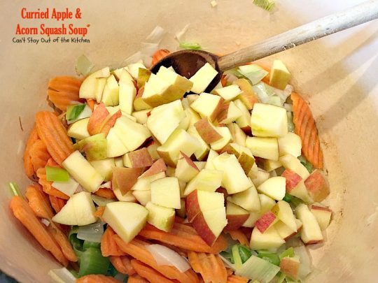 Curried Apple and Acorn Squash Soup | Can't Stay Out of the Kitchen | this mildly hot & spicy #soup is so delicious. #Apples & #acornsquash make it an incredibly tasty comfort food.