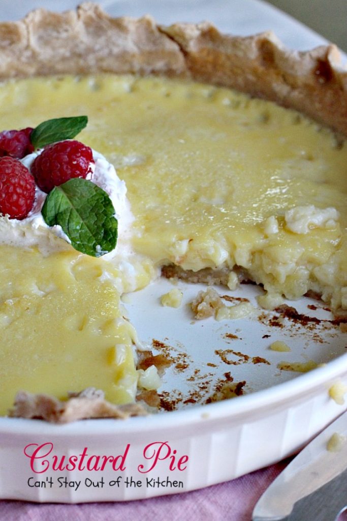 Mom's Custard Pie | Can't Stay Out of the Kitchen | this delicious #pie makes a great #holiday #dessert. This has always been my kid's favorite pie!