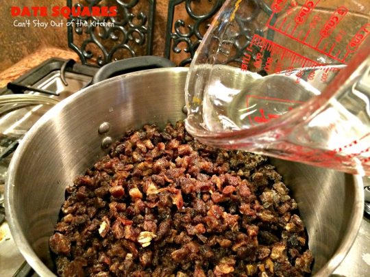 Date Squares | Can't Stay Out of the Kitchen | these classic #Christmas #cookies are wonderful for #holiday #baking. They're also terrific for #ChristmasCookieExchanges. Everyone loves them. #dates #dessert #ChristmasDessert #HolidayDessert