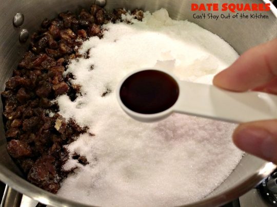 Date Squares | Can't Stay Out of the Kitchen | these classic #Christmas #cookies are wonderful for #holiday #baking. They're also terrific for #ChristmasCookieExchanges. Everyone loves them. #dates #dessert #ChristmasDessert #HolidayDessert