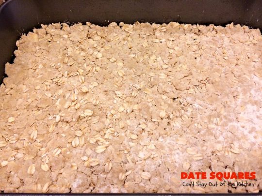 Date Squares | Can't Stay Out of the Kitchen | these classic #Christmas #cookies are wonderful for #holiday #baking. They're also terrific for #ChristmasCookieExchanges. Everyone loves them. #dates #dessert #ChristmasDessert #HolidayDessert