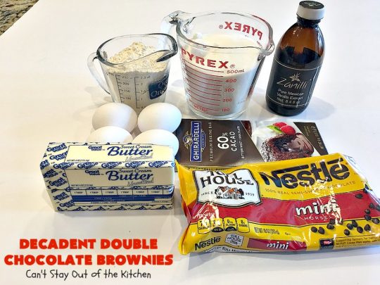 Decadent Double Chocolate Brownies | Can't Stay Out of the Kitchen | these decadent #brownies just dissolve in your mouth. They are so awesome & the perfect #dessert for summer #holiday fun, backyard barbecues or potlucks. #Ghirardelli #chocolate