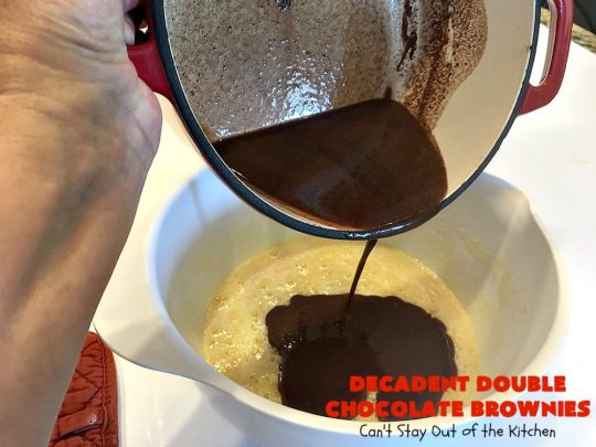 Decadent Double Chocolate Brownies | Can't Stay Out of the Kitchen | these decadent #brownies just dissolve in your mouth. They are so awesome & the perfect #dessert for summer #holiday fun, backyard barbecues or potlucks. #Ghirardelli #chocolate