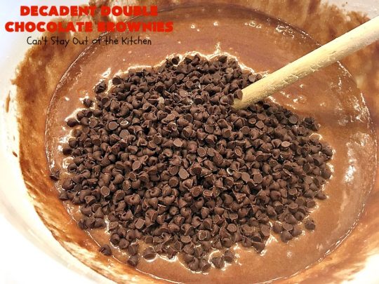 Decadent Double Chocolate Brownies | Can't Stay Out of the Kitchen | these decadent #brownies just dissolve in your mouth. They are so awesome & the perfect #dessert for summer #holiday fun, backyard barbecues or potlucks. #Ghirardelli #chocolate