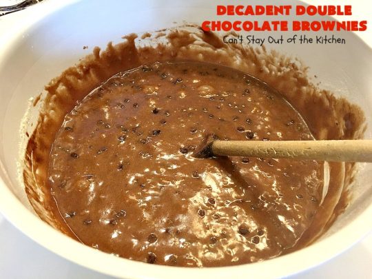 Decadent Double Chocolate Brownies | Can't Stay Out of the Kitchen | these decadent #brownies just dissolve in your mouth. They are so awesome & the perfect #dessert for summer #holiday fun, backyard barbecues or potlucks. #Ghirardelli #chocolate