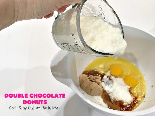 Double Chocolate Donuts | Can't Stay Out of the Kitchen | these #chocolate #donuts are irresistible & perfect for a #holiday #breakfast like #Thanksgiving, #Christmas or #NewYearsDay. The chocolate icing & #sprinkles make them heavenly. #chocolatedonuts #holidaybreakfast #ChristmasBreakfast #ThanksgivingBreakfast 