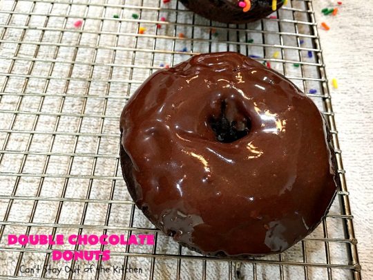 Double Chocolate Donuts | Can't Stay Out of the Kitchen | these #chocolate #donuts are irresistible & perfect for a #holiday #breakfast like #Thanksgiving, #Christmas or #NewYearsDay. The chocolate icing & #sprinkles make them heavenly. #chocolatedonuts #holidaybreakfast #ChristmasBreakfast #ThanksgivingBreakfast 